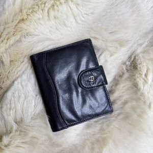 Etienne Aigner Vintage Leather Wallet Black Bifold Coin Purse Card Holder